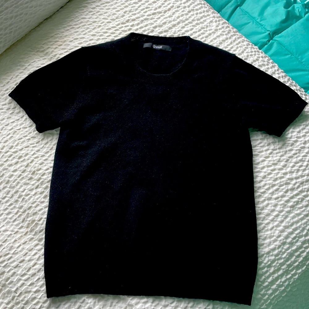 Short sleeve black mongolian cashmere Tee